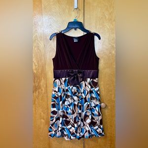 Taboo dress, brown and blue pattern, size M